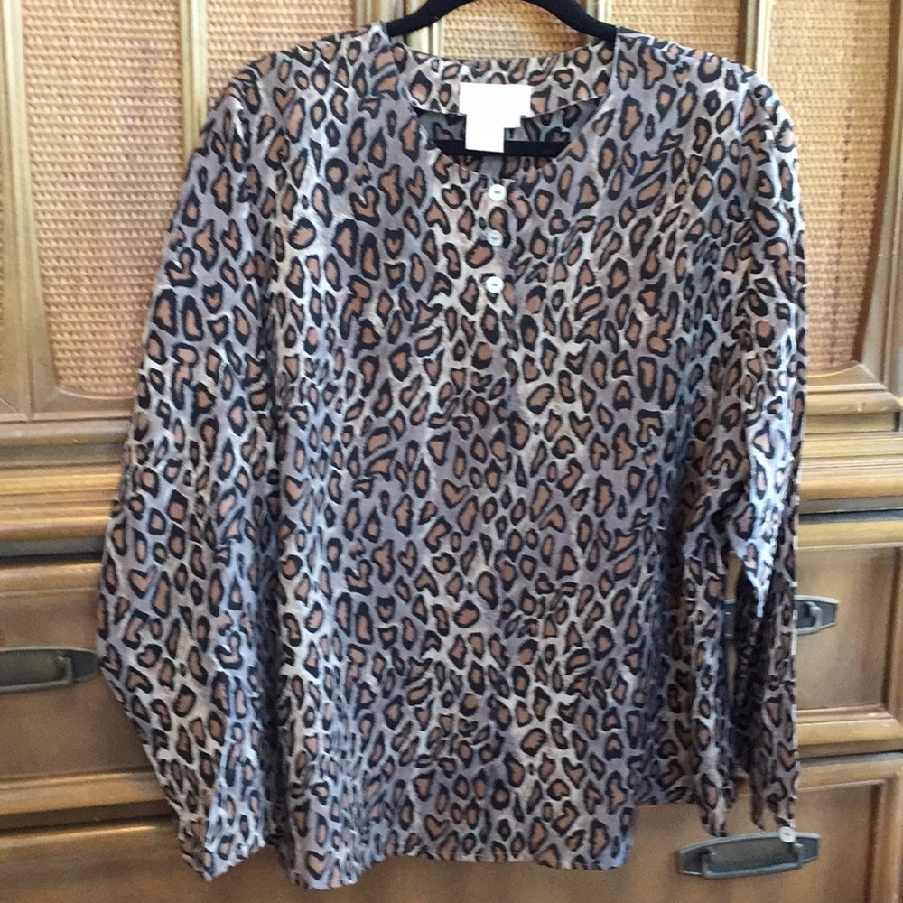 Tess Woman leopard print silk blouse